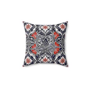 Red Pattern Spun Polyester Square Pillow
