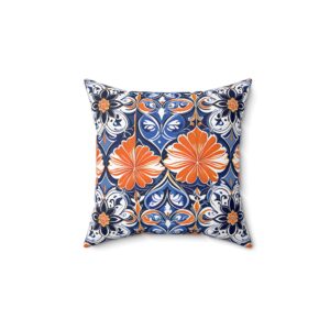 Orange Spun Polyester Square Pillow