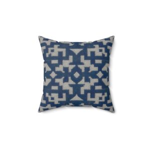 Blue and Grey Spun Polyester Square Pillow