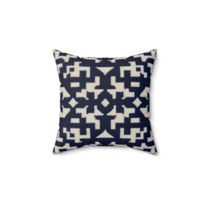 Navy and Grey Spun Polyester Square Pillow