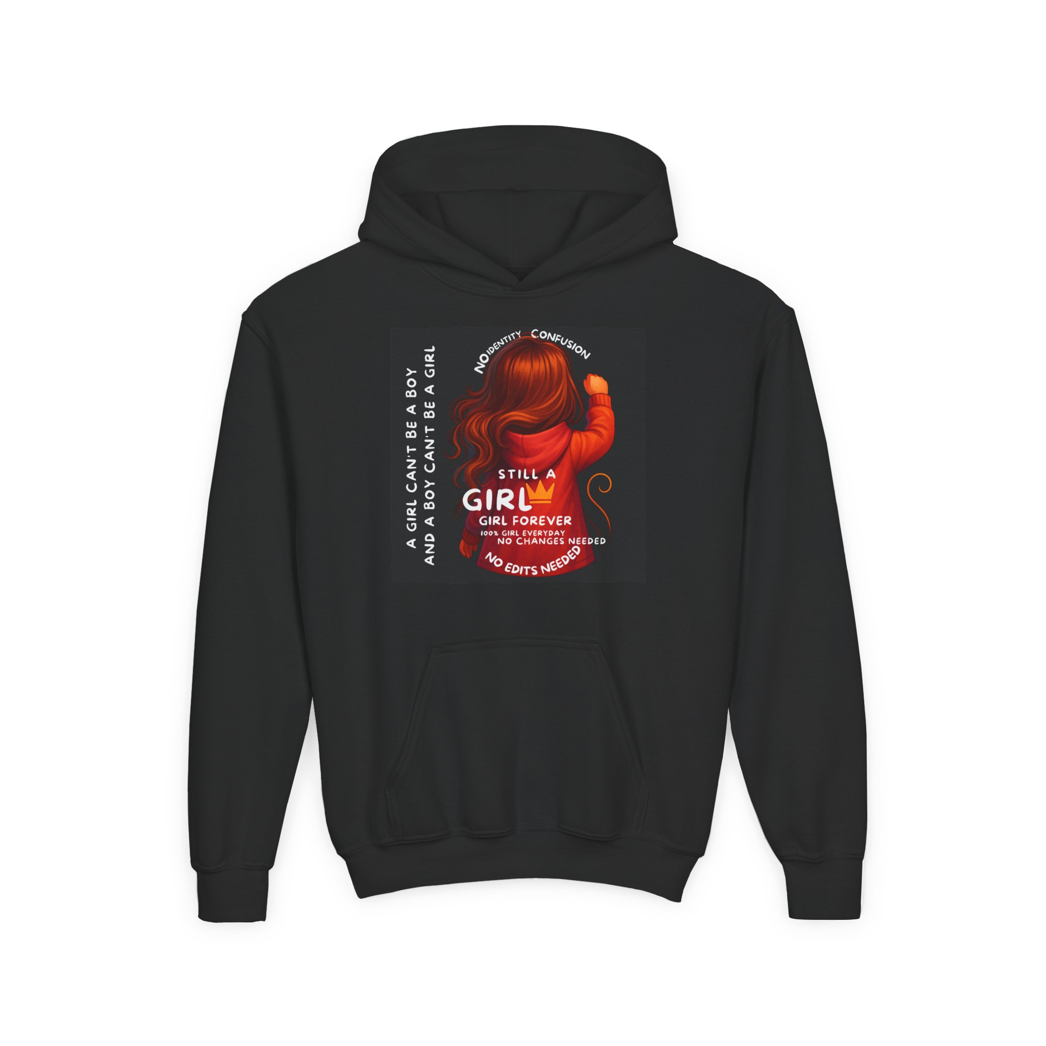 Girl Kids Hoodie - Sweatshirt -Girl is not a boy. - Image 3