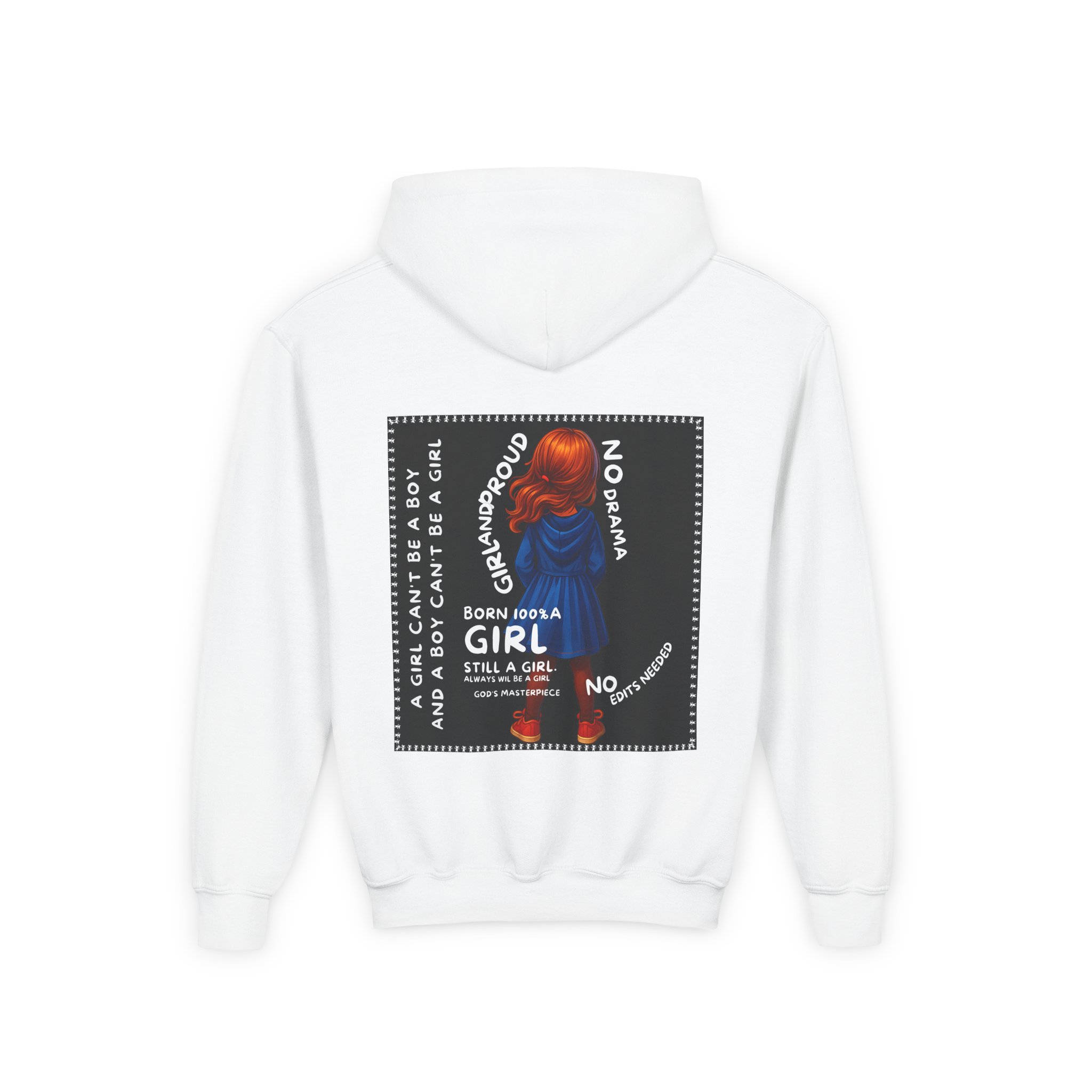 Girl Kids Hoodie - Sweatshirt -Girl is not a boy. - Image 2