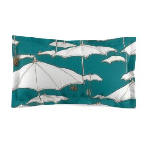 Teal and White Umbrella Microfiber Pillow Sham (HLPS0013)