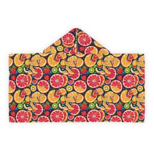 Fruit Burst Print Youth Hooded Towel - Fun Beach & Bath Accessory (HLKT0013)