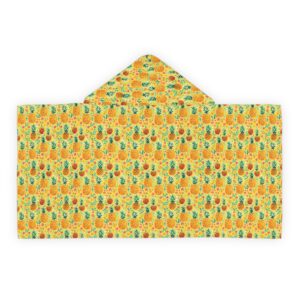 Bright Pineapple Youth Hooded Towel - Fun Summery Bathwear for Kids (HLKT0003)