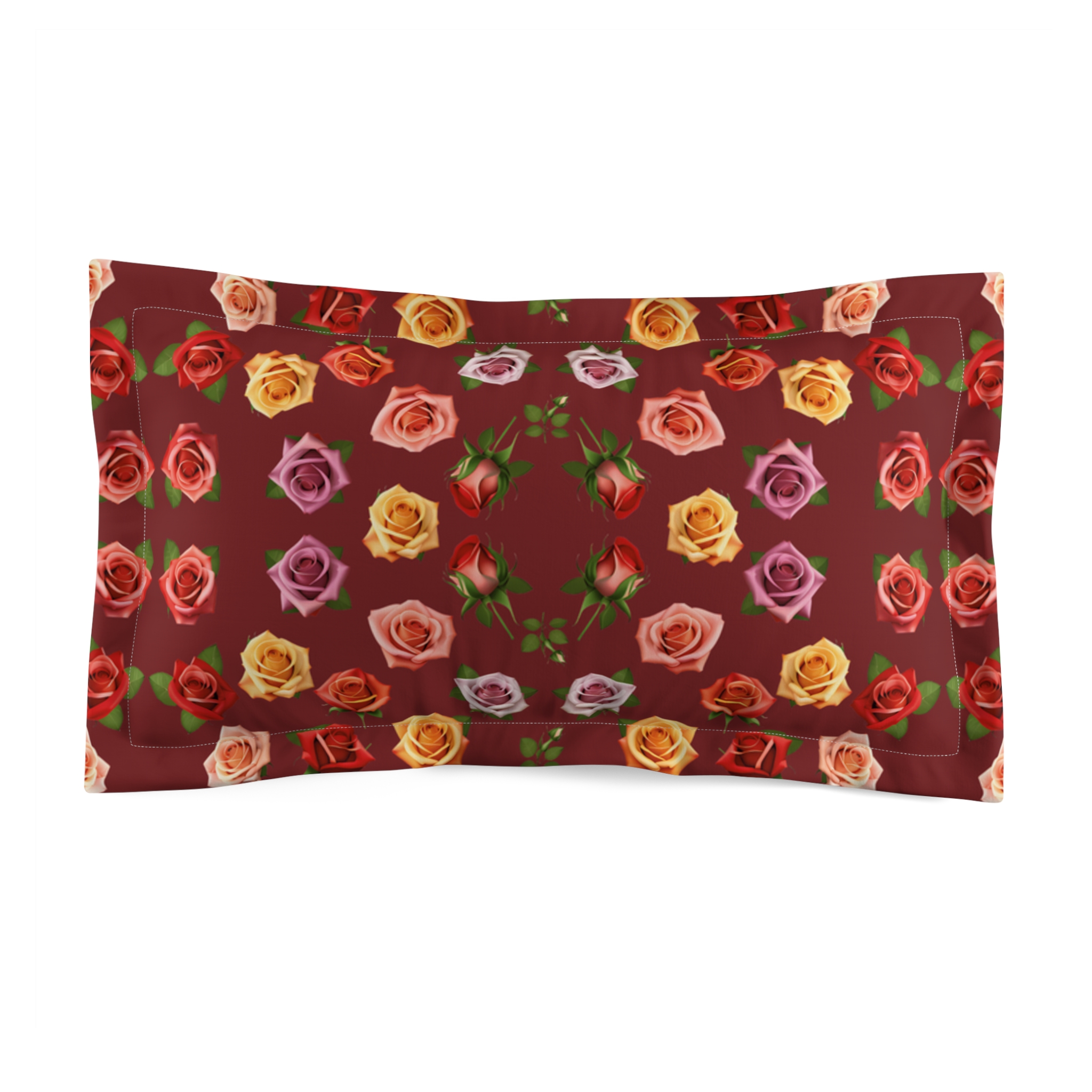 Brown Red Rose Microfiber Pillow Sham (HLPS0021)