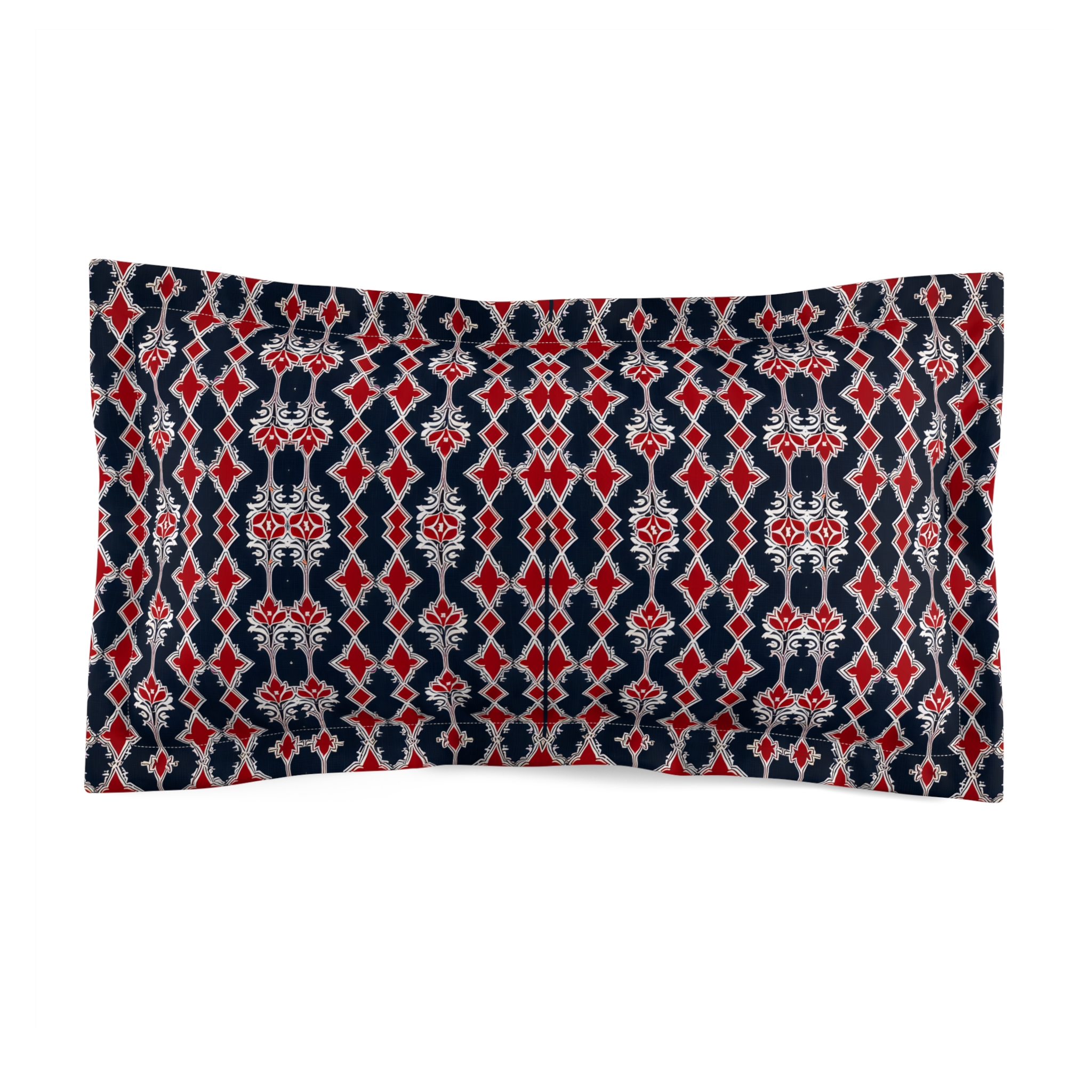 Navy and Red Microfiber Pillow Sham