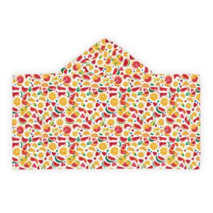 Colorful Fruit Print Youth Hooded Towel for Kids - Perfect for Pool Days & Beach Fun (HLKT0005)