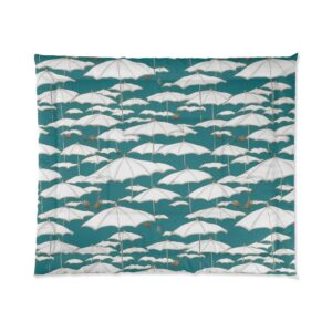 Teal and White Umbrella Comforter (HLC0013)