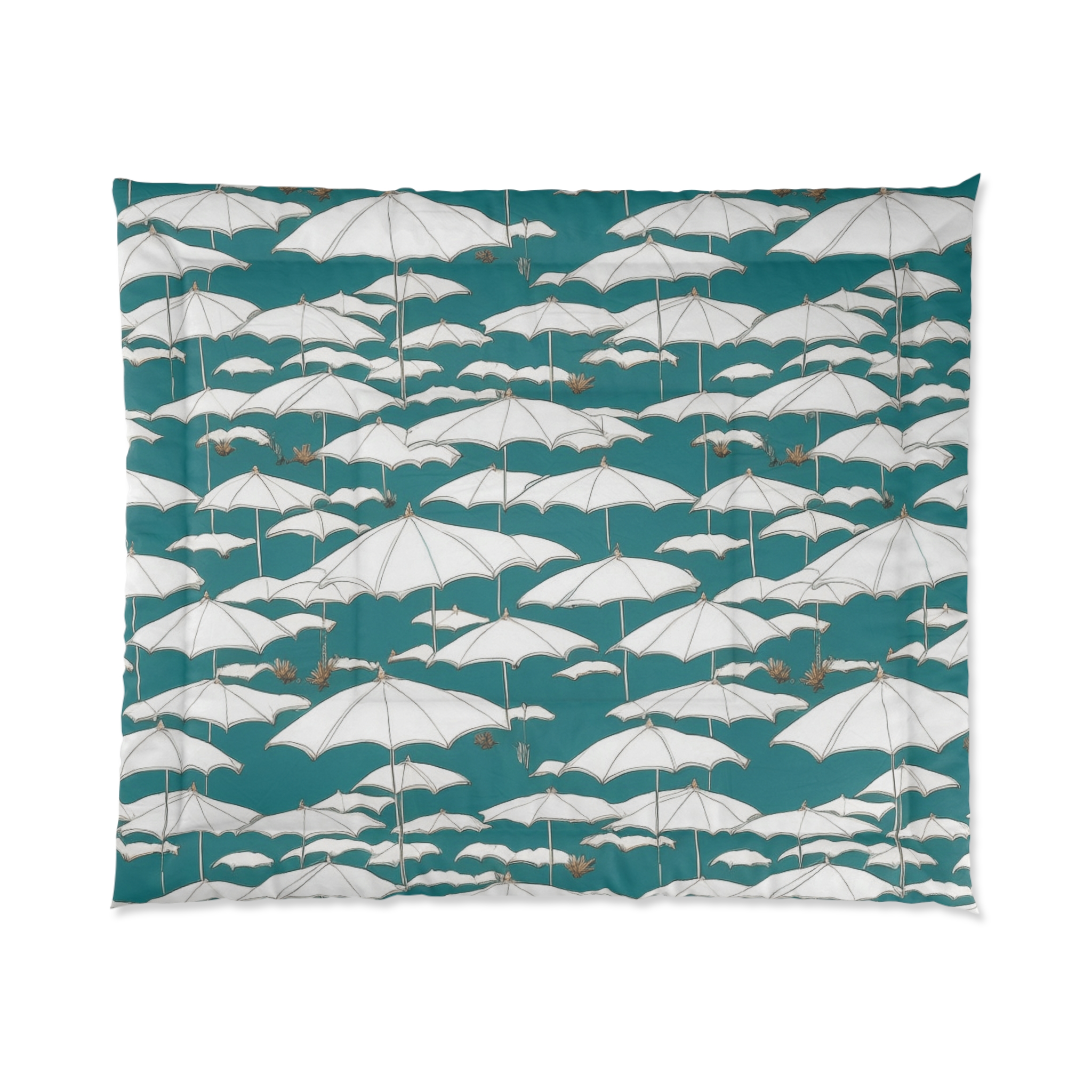 Teal and White Umbrella Comforter (HLC0013)