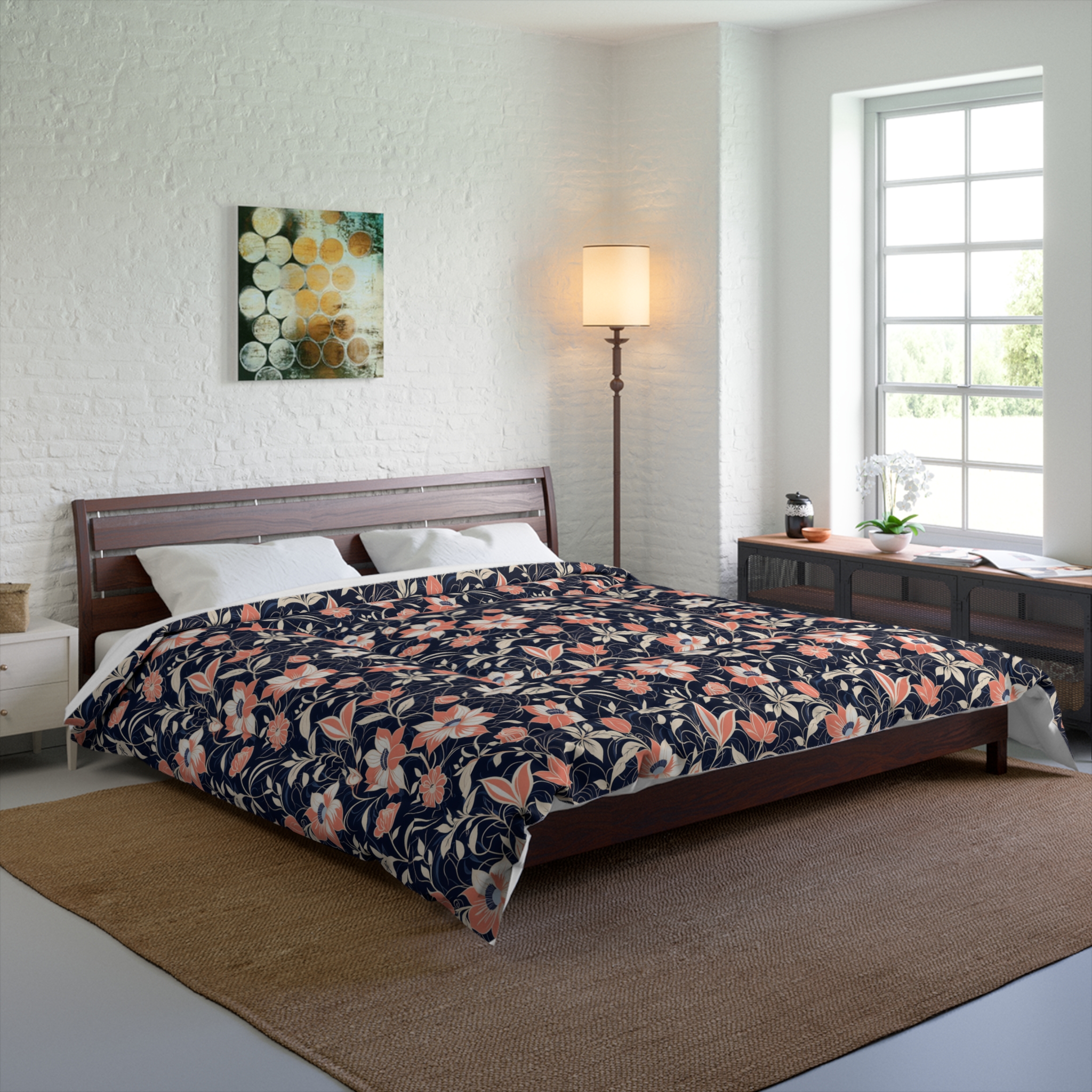 Navy Floral Comforter (HLC0006) - Image 2