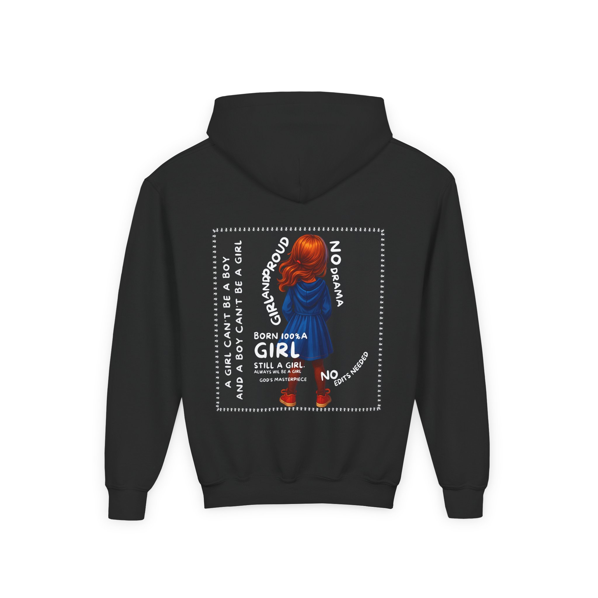Girl Kids Hoodie - Sweatshirt -Girl is not a boy. - Image 4