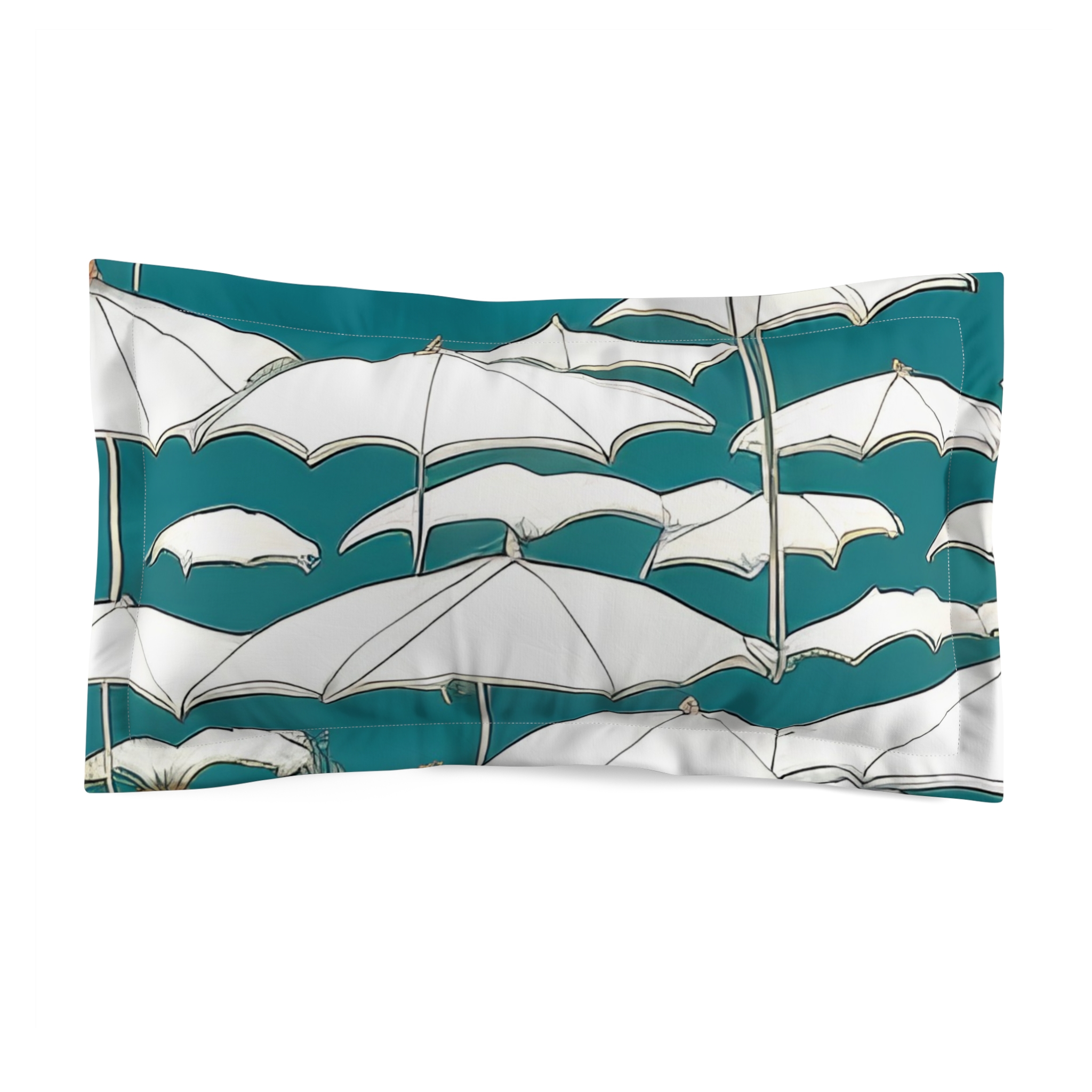 Teal and White Umbrella Microfiber Pillow Sham (HLPS0013)
